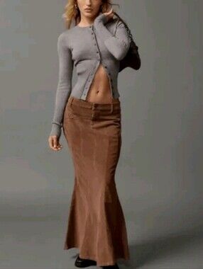 BDG x Urban Outfitters Kendall Fluted Women’s Brown Corduroy Maxi Mermaid Skirt